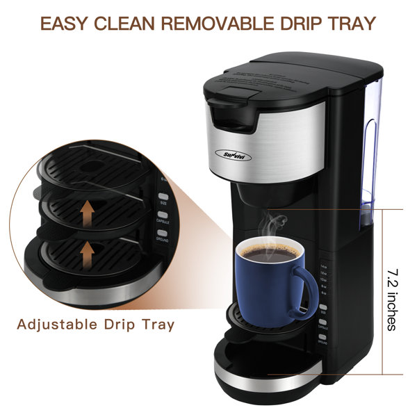 Sunvivi Singles Serve Coffee Maker For Single Cup Pod & Coffee Ground